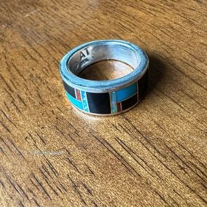Turquoise, Opal, Onyx Inlay Ring